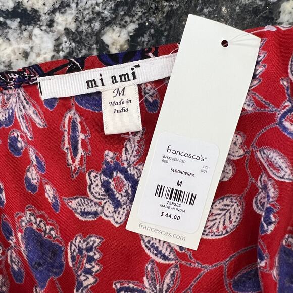 NWT Francesca's Mi ami Burnt Red & Blue Floral Print Rayon Shift Dress - SIZE S - Picture 8 of 10